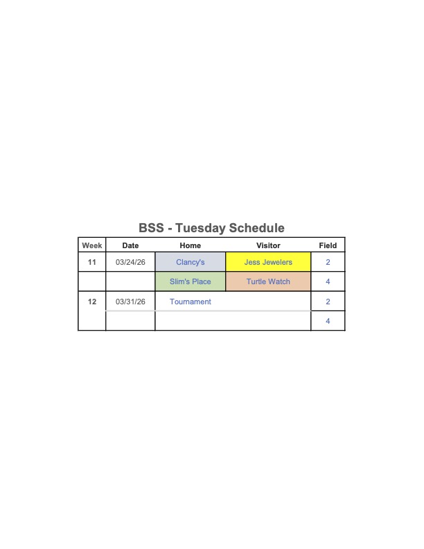 2026 Tuesday Schedule 031826b